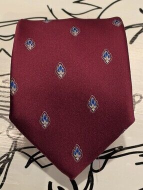 Vtg Tarleton Famous Barr Men Burgundy Geometric Silk Blend Neck Tie Retro 58x3.2